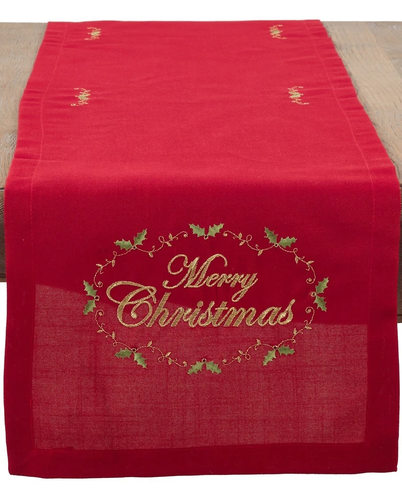Saro Lifestyle Merry Christmas Embroidered Design Table Runner