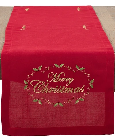 Saro Lifestyle Merry Christmas Embroidered Design Table Runner