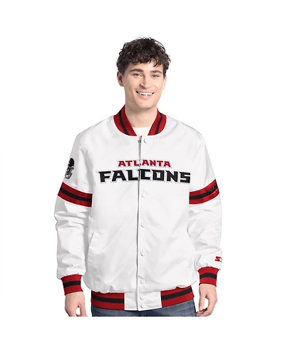 Starter Men's White Atlanta Falcons Scout Full-Snap Varsity Jacket