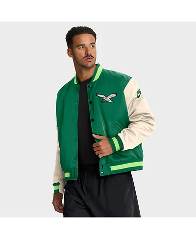 Nike Men's Kelly Green/Cream Philadelphia Eagles Rewind Legacy Full-Snap Bomber Jacket