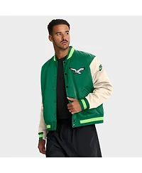 Nike Men's Kelly Green/Cream Philadelphia Eagles Rewind Legacy Full-Snap Bomber Jacket