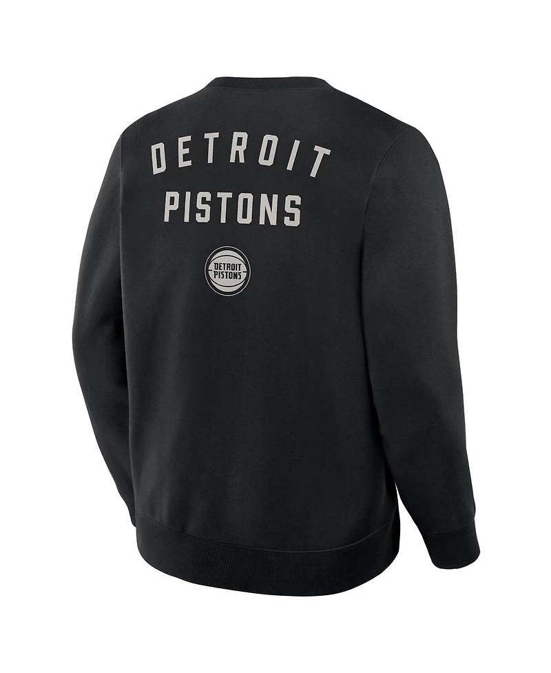 Fanatics Men's Black Detroit Pistons Crossover Collection Defensive Rotation Drill Premium Pullover Sweatshirt