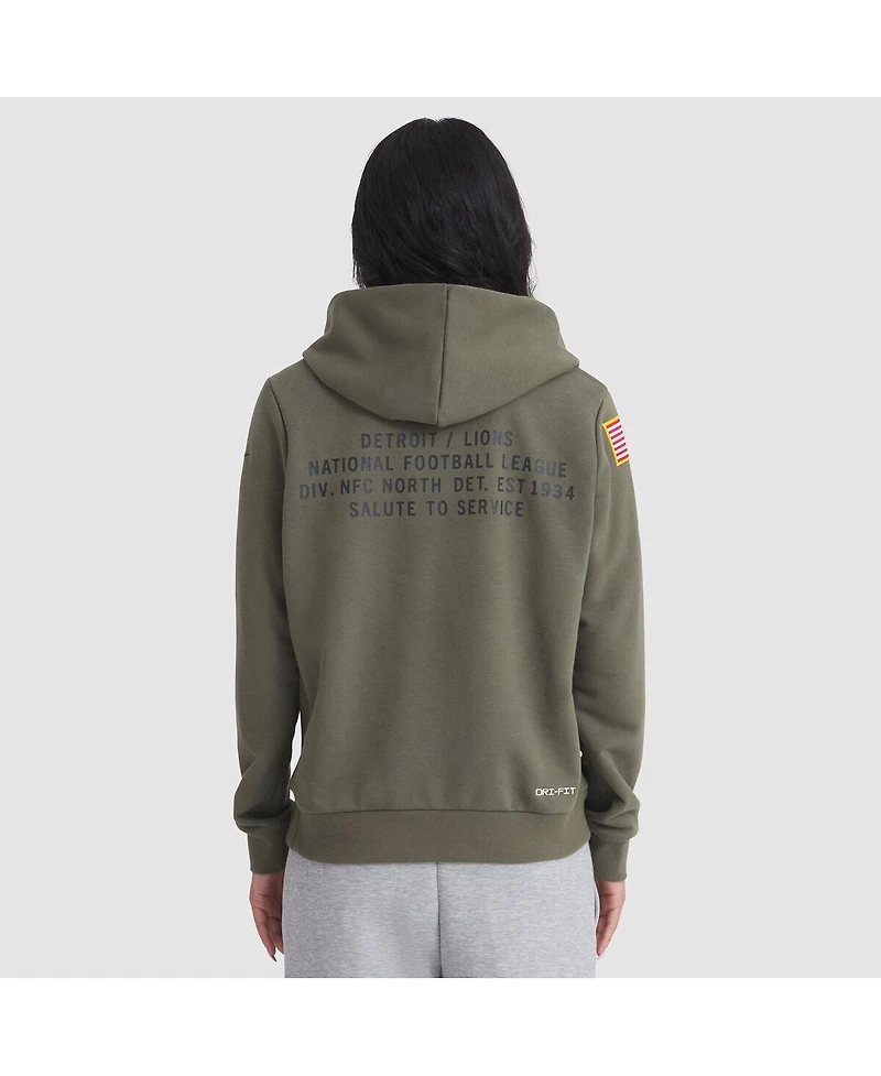 Nike Women's Olive Detroit Lions 2025 Salute to Service Sideline Standard Issue Dri-fit Hoodie