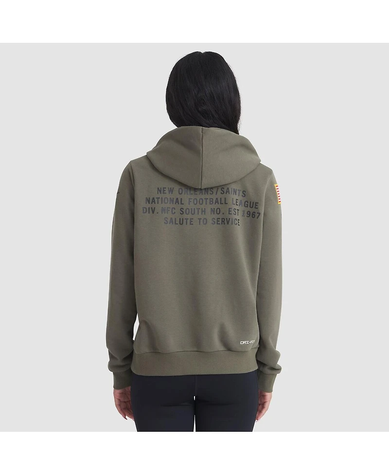 Nike Women's Olive New Orleans Saints 2025 Salute to Service Sideline Standard Issue Dri-fit Hoodie