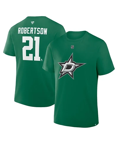 Fanatics Men's Jason Robertson Kelly Green Dallas Stars Authentic Stack Name Number T-Shirt