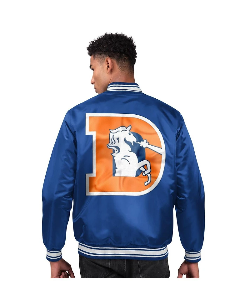Starter Men's Royal Denver Broncos Locker Room Satin Full-Snap Varsity Jacket