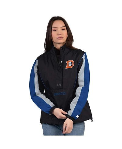 Starter Women's Black/Navy Denver Broncos Thursday Night Gridiron Half-Zip Jacket