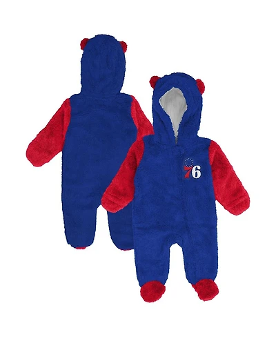 Outerstuff Baby Boys and Girls Royal Philadelphia 76ers Stay Napping Fleece Bunting Full-Zip Hooded Sleeper