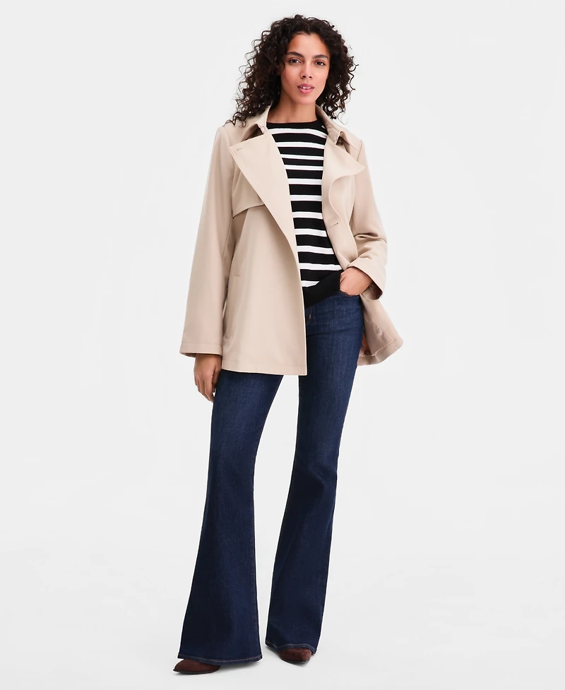 Calvin Klein Women's Short Belted Crepe Trench Coat