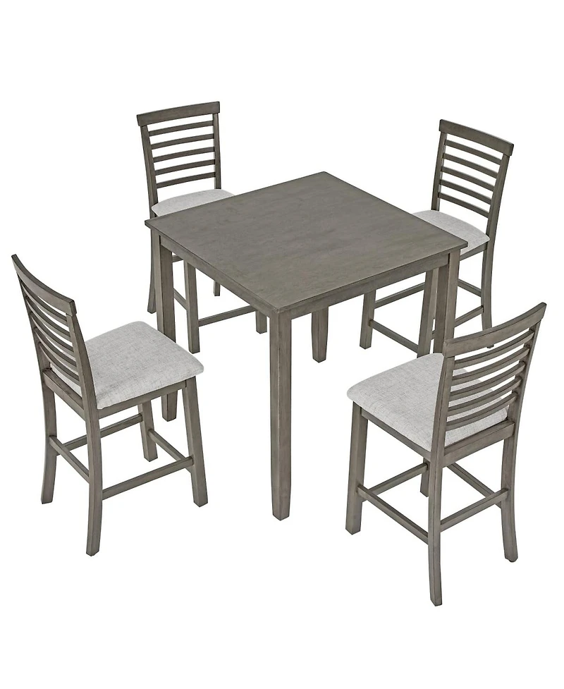 Maison Boucle 5-Piece Counter Height Dining Table and Chairs Set, Bar Table with Upholstered Stools for Kitchen or Apartment
