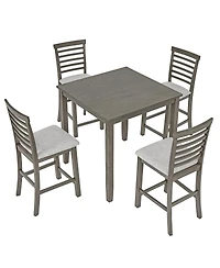 Maison Boucle 5-Piece Counter Height Dining Table and Chairs Set, Bar Table with Upholstered Stools for Kitchen or Apartment