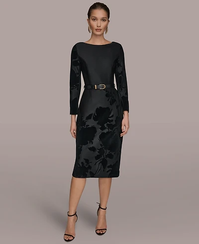 Donna Karan New York Women's Embossed Boat Neck Dress