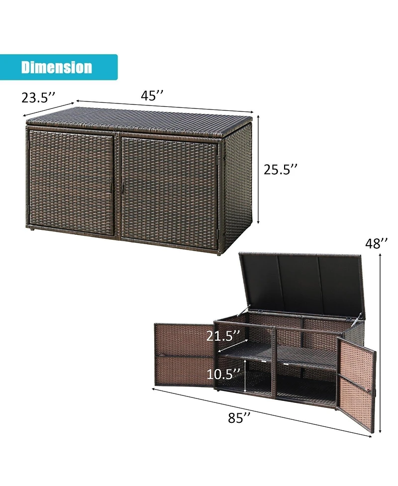Sugift 88 Gallon Garden Patio Rattan Storage Container Box