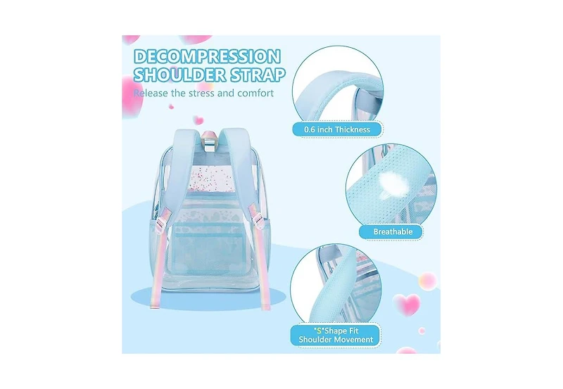 Batfox Clear Backpack for School Girls, Heavy Duty Tpu Transparent Backpack Stadium Events Approved, Clear Bookbag
