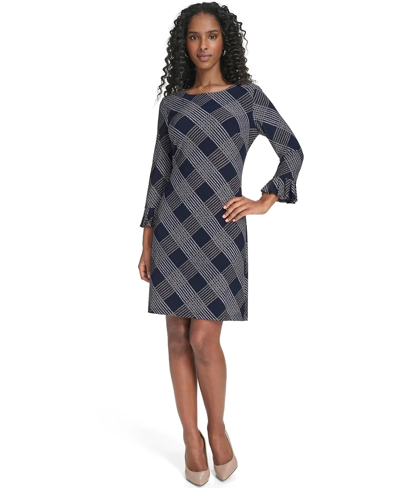 Tommy Hilfiger Petite Plaid 3/4-Sleeve Shift Dress
