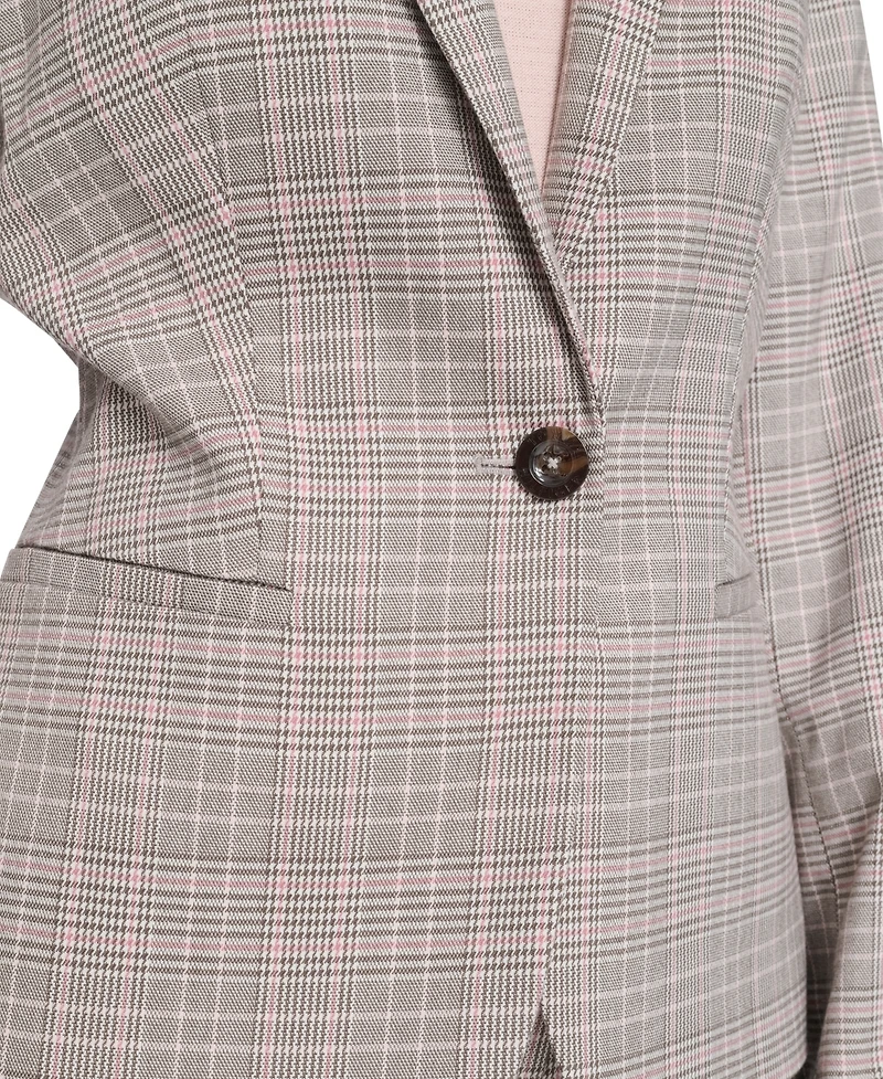 Tommy Hilfiger Women's Plaid One Button Blazer Jacket