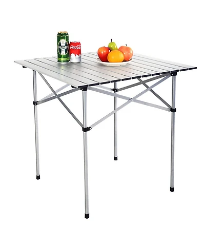 Sugift Roll Up Portable folding Camping Aluminum Picnic Table