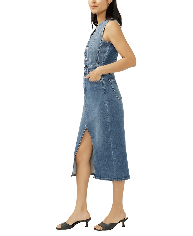 Silver Jeans Co. Women's Denim Vest Midi Dress