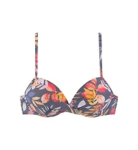 Lascana Women's Floral Pattern Push Up Bikini Swimsuit Top Bra Sizing