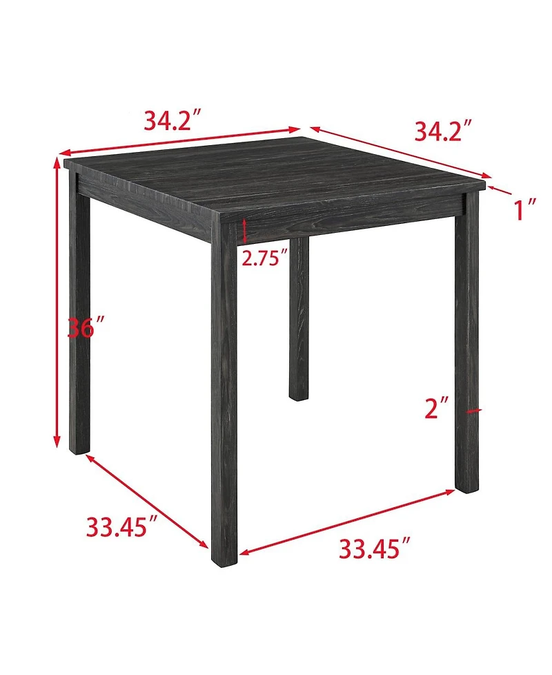 Maison Boucle 5-Piece Counter Height Dining Table Set with Upholstered Stools, Wood Grain Mdf Top and Solid Legs, Space-Saving