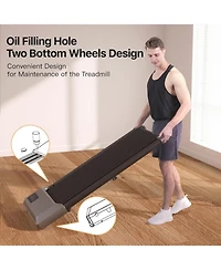 Deerrun 35.5*15.5inches Run Belt Small Treadmill 0.6-3.8mph,300 lbs,2.5 horsepower Motor No PitPat (gray)