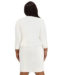 Kasper Women's Imitation Pearl Embellished Cardigan, Regular and Plus