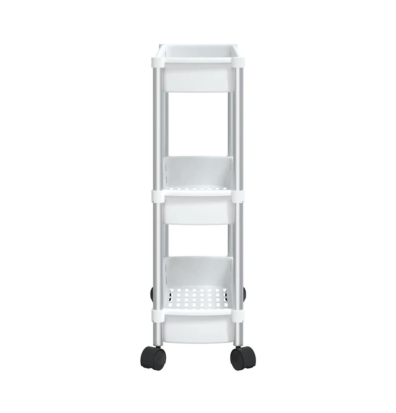 vidaXL 3-Tier Storage Trolley Silver and White Aluminum