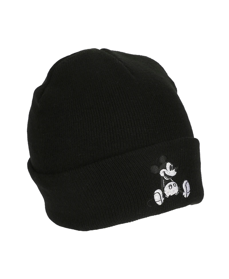 Disney Men's Mickey Mouse Embroidery Acrylic Knit Standard Cuff Beanie