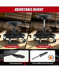 Sugift 330 Lbs Capacity Pneumatic Rolling Mechanic Stool with Padded Seat