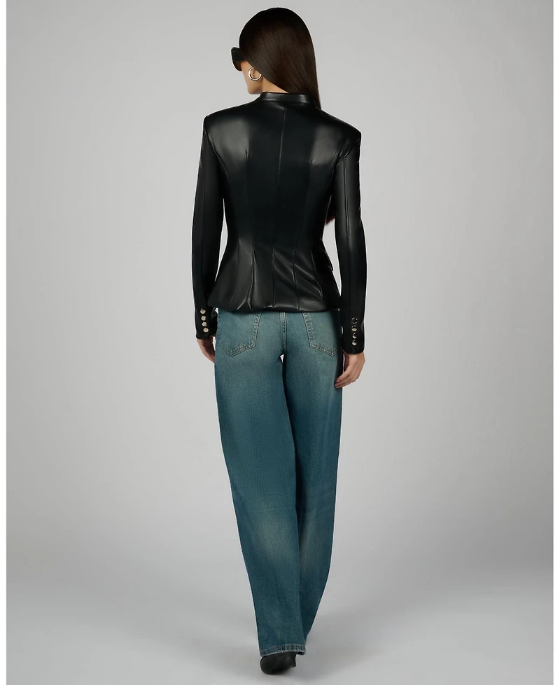 WeWoreWhat Women's Faux Leather Military Jacket