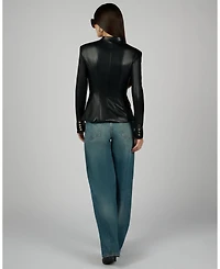 WeWoreWhat Women's Faux Leather Military Jacket