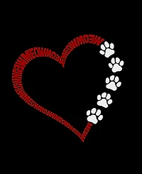 La Pop Art Women's Meow Heart Word Crew Neck T-Shirt