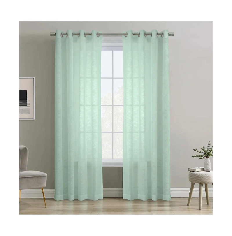 Habitat Boucle Sheer Premium Stylish and Functional Grommet Curtain Panel 52" x 63" Surf Spray