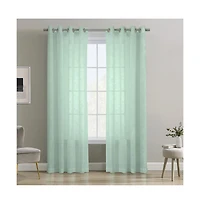 Habitat Boucle Sheer Premium Stylish and Functional Grommet Curtain Panel 52" x 63" Surf Spray
