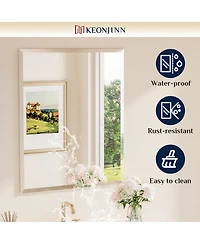 Keonjinn Inch Beveled Bathroom Vanity Mirror Shatterproof Frameless Wall Mirrored Over Sink Horizontal/Vertical