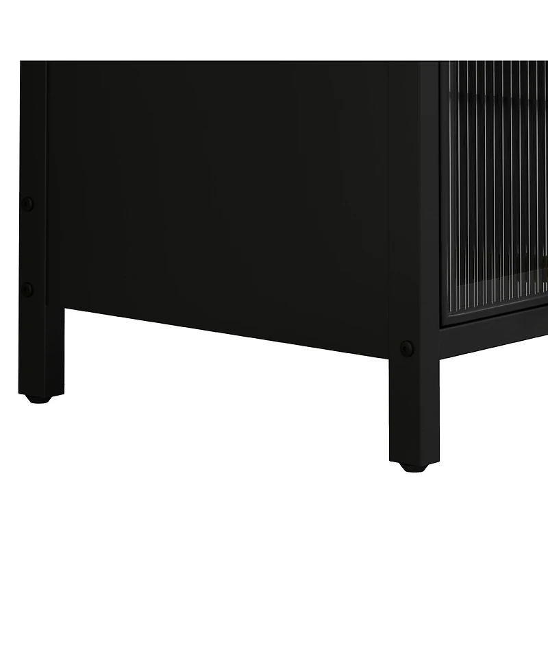 Casainc Modern Three-Tier Glass Door Cabinet with Four-Tier Storage for Living Room, Dining, Entryway, or Bathroom