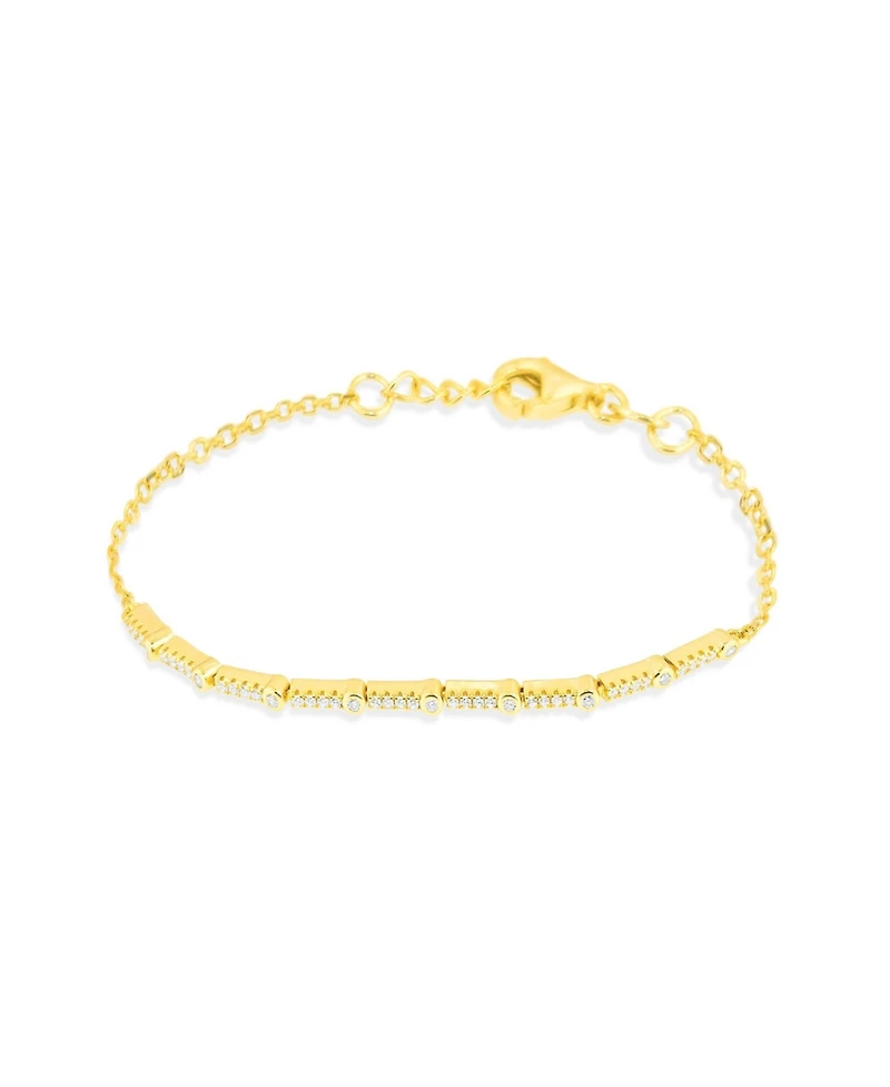 Etoielle Vermeil Bar Bracelet with Pave Cz 7 inches