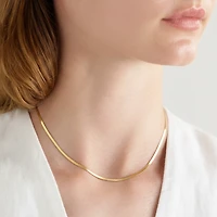 Joey Baby Dainty Gold Plated Minimalist Flat Snake Chain Necklace