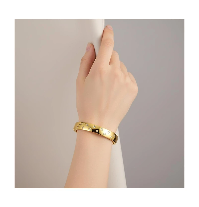 Rachel Glauber 14k Gold Plated with Cubic Zirconia Starry Sky Bangle Bracelet