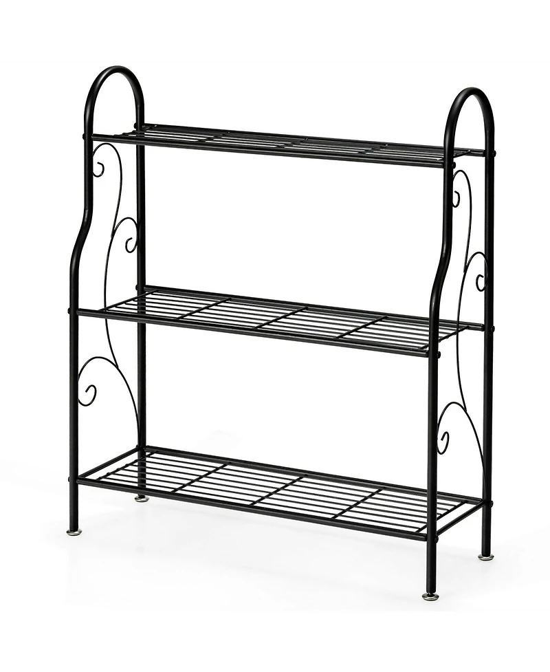 Sugift 3-Tier Scrollwork Designed Metal Plant Stand-Black