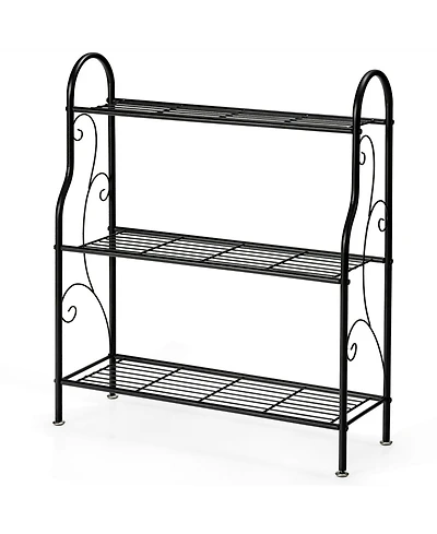 Sugift 3-Tier Scrollwork Designed Metal Plant Stand-Black