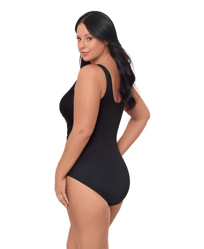 Miraclesuit Women's Plus Illustionists Crossover Tummy Control One Piece Swimsuit