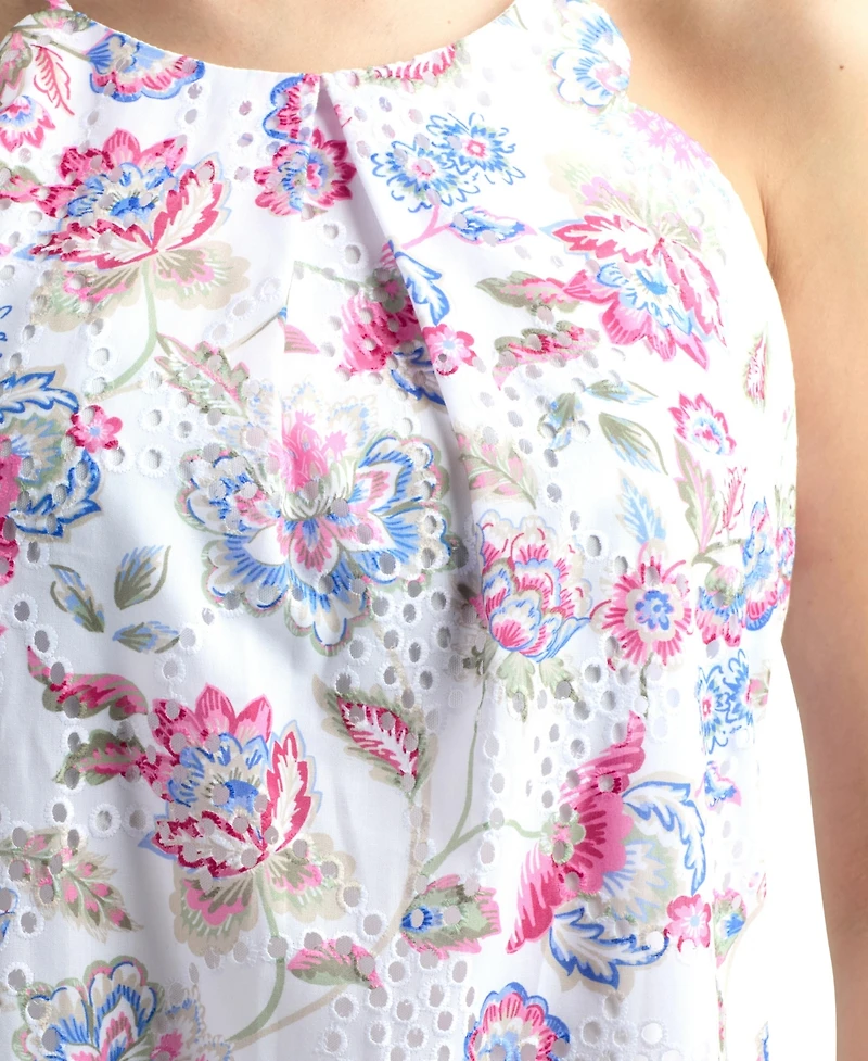 Bcx Junior's Resort Print Eyelet Top