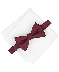 Alfani Men's Saxon Stripe Solid Bow Tie and Pocket Square 2-Piece Set, Macy's Exclusive