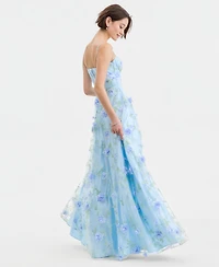 Say Yes Juniors' 3D Floral Embellished Ball Gown, Created for Macy's