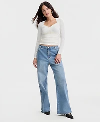 Bar Iii Women's Long-Sleeve Sweetheart-Neck Knit Top, Macy's Exclusive