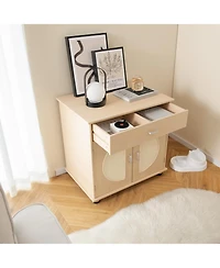 Skonyon Cat Litter Box Enclosure with Sisal Scratching Doors and Storage