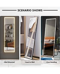 Vlsrka Led Full-Length Mirror with Stand, Suitable for Outfit Checks.
