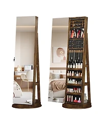 Vlsrka 360° Swivel Free-Standing Jewelry Armoire Cabinet with Mirror