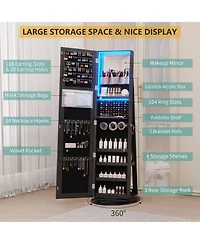 Vlsrka 360° Swivel Jewelry Full-Length Mirror Cabinet with Lights